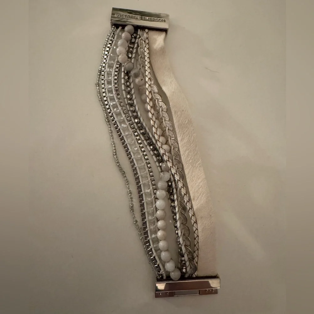 Victoria Emerson Silver and White Multi-Strand Bracelet